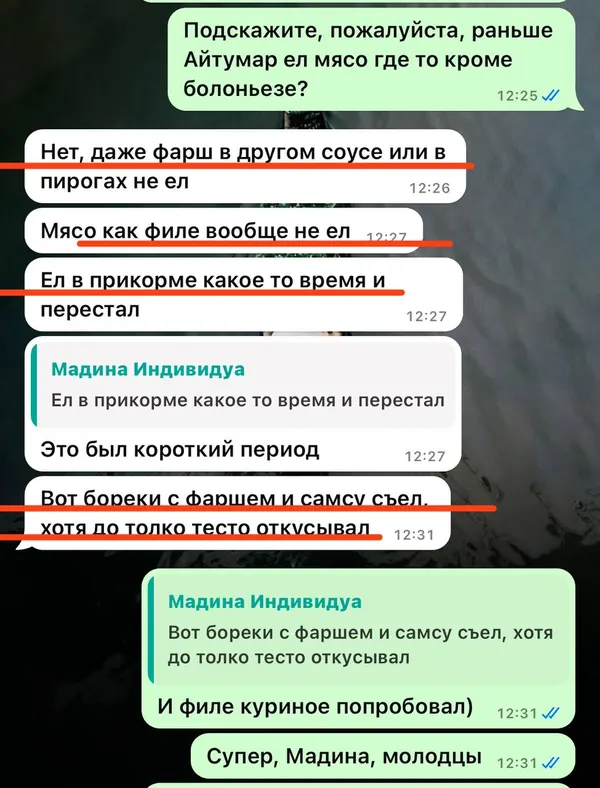 Скриншот переписки с Мадиной