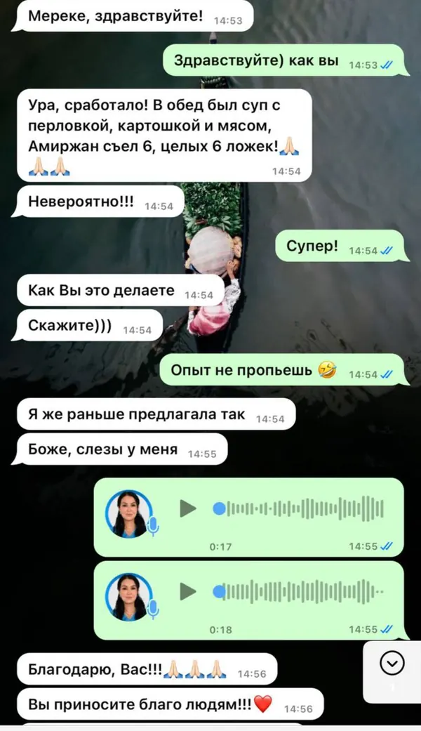 Скриншот переписки с мамой Амиржана